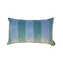 Load image into Gallery viewer, AQUA AND BLUE COASTAL STRIPE VELVET CUSHION