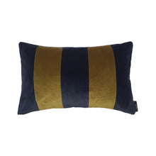 Load image into Gallery viewer, NAVY AND KHAKI BOLD STRIPE VELVET CUSHION