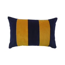 Load image into Gallery viewer, NAVY AND YELLOW BOLD STRIPE VELVET CUSHION