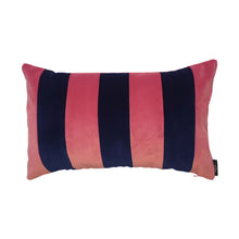 Load image into Gallery viewer, PINK AND NAVY COASTAL STRIPE VELVET CUSHION