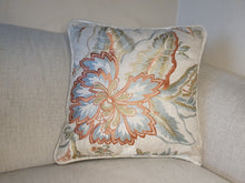 Load image into Gallery viewer, Cream Floral Embroidered Velvet Cushion