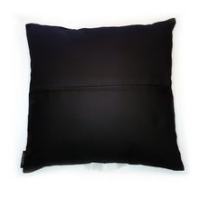 Load image into Gallery viewer, Hazeldee Home Handmade swan bird illustration character cushion with 3D feather effect trim.   A great conversational swan cushion for kids and grown ups alike!  Bring some fun and colour into your space with this handmade cushion with a white swan cushion with plume of white feather-like trim with a twill fabric floral monochrome base!  A Hazeldee Home design.  Approximately 16" x 16" (40cm x 40cm) with a centre back zip. Comes with a polycotton cushion inner.