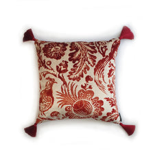 Load image into Gallery viewer, Hazeldee Home One-of-a-kind Limited Edition Handmade bold stripe lumbar cushion using heavy woven fabric with pink, off-white and orange stripe detailing.          Approximately 12" x 20" (30cm x 50cm) with a concealed zip.  Comes with a polycotton lined cushion inner.  Do not wash, Dry Clean Only.