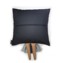 Load image into Gallery viewer, Hazeldee Home Handmade character kid's cushion with trim and legs that extend from the body of the cushion.    Approximately 16" x 16" (40cm x 40cm) with a centre back zip.  Comes with a polycotton cushion inner.
