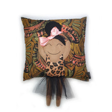 Load image into Gallery viewer, Hazeldee Home Handmade character kid's cushion with trim and legs that extend from the body of the cushion.    Approximately 16" x 16" (40cm x 40cm) with a centre back zip.  Comes with a polycotton cushion inner.