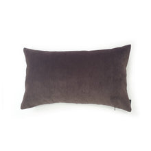 Load image into Gallery viewer, Hazeldee Home mole brown velvet cushion Handmade cotton velvet rectangle lumbar bolster cushion.  Approximately 12" x 20" (30cm x 50cm) with a concealed zip.  Comes with a polycotton cushion inner.  Do not wash, Dry Clean Only.