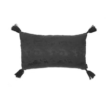Load image into Gallery viewer, Black Camouflage Jacquard Rectangle Tassel Cushion