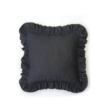 Load image into Gallery viewer, Black Denim Ruffle Cushion