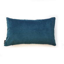Load image into Gallery viewer, Hazeldee Home Handmade cotton Italian velvet striped rectangle cushion.  A regular stripe lumbar cushion with influences taken from the delightful coast.  Forest green, rust and off-white velvet stripes that have a beautiful geometric aesthetic.  A great addition to minimalist décor, a fantastic way to introduce colour and an accompaniment to a maximalist interior.   Great by itself or paired with cushions from the Accent Collection, this style truly makes a statement!