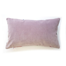 Load image into Gallery viewer, Hazeldee Home Handmade cotton Italian velvet striped rectangle cushion.  A bold diagonal stripe lumbar cushion with influences taken from the coast.  Rich rust paired with navy velvet stripes that have a beautiful geometric aesthetic.  A great addition to minimalist décor, a fantastic way to introduce colour and an accompaniment to a maximalist interior.   Great by itself or paired with cushions from the Accent Collection, this style truly makes a statement!
