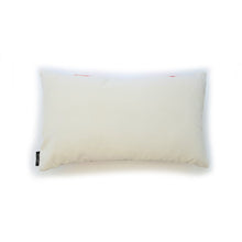 Load image into Gallery viewer, A bold stripe lumbar cushion with influences taken from the coast.  Luxurious vibrant coral paired with contrasting cream velvet stripes that have a beautiful geometric aesthetic.  A fantastic way to introduce colour and an accompaniment to a maximalist interior.   Great by itself or paired with cushions from the Accent Collection, this style truly makes a statement!