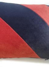 Load image into Gallery viewer, NAVY AND RUST DIAGONAL STRIPE CUSHION
