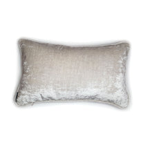 Load image into Gallery viewer, A Hazeldee Home one-of-a-kind Limited Edition Handmade double-sided cushion using Colefax and Fowler Sumela embroidered fabric on one side and Linwood velvet on the reverse.  Colefax and Flowler Sumela heavily embroidered Fabric follows an organic theme with a contemporary twist on a foliage design. The bold yet muted colourings reflect the informal nature of this embroidery design.  65% linen, 35% viscose on one side 100% cotton velvet on the reverse.