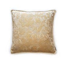 Load image into Gallery viewer, Hazeldee Home Handmade paisley brocade cushion with hand-sewn silky rope edge.  An intricate woven paisley teardrop design with a beautiful selection of matte and silky threads to create a textural design that subtly captures the light.  The finished look has both a classic and contemporary feel.  Approximately 18" x 18" (45cm x 45cm) square with standard zip.   Comes with a polycotton hollowfibre cushion inner. Matching and coordinating items available in the Hazeldee Home Heritage Collection.