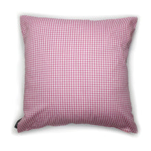 Load image into Gallery viewer, Hazeldee Home Handmade Munchkin Baby cushion on a pink gingham base. The Munchkin Babies are an extension of the Munchkin Collection and are a great baby shower gift to welcome a new born baby to the world! They are a fantastic addition to a nursey or playroom. Approximately 16" x 16" (40cm x 40cm) with a zip at the base. Comes with a polycotton cushion inner. Please note THIS IS NOT A TOY.