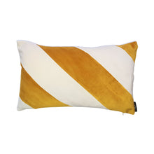 Load image into Gallery viewer, YELLOW AND OFF WHITE DIAGONAL STRIPE VELVET CUSHION
