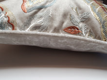 Load image into Gallery viewer, Cream Floral Embroidered Velvet Cushion
