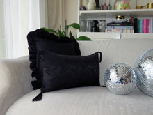 Load image into Gallery viewer, Black Camouflage Jacquard Ruffle Cushion
