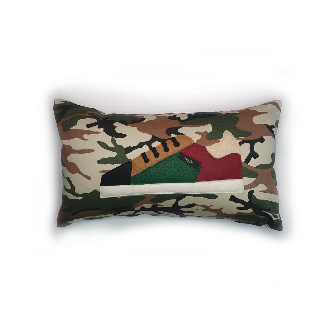 Camouflage Trainer Cushion with Laces
