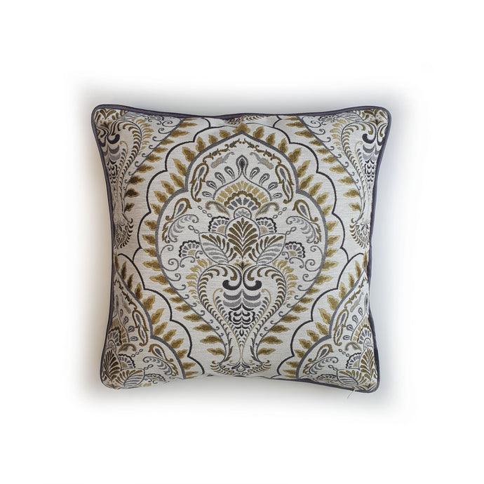 Hazeldee Home Limited Edition Handmade double-sided cushion using a bold yet neutral oversized paisley design fabric on a polyester/cotton base on one side and vibrant Italian velvet lime on the reverse, edged with a contrasting satin trim.     This cushion is fully reversible so you essentially get two looks in one!    Approximately 16