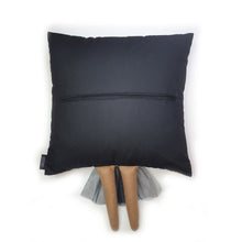 Load image into Gallery viewer, Hazeldee Home Handmade character kid&#39;s cushion with trim and legs that extend from the body of the cushion.    Approximately 16&quot; x 16&quot; (40cm x 40cm) with a centre back zip.  Comes with a polycotton cushion inner.
