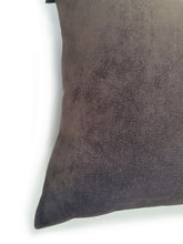Load image into Gallery viewer, Hazeldee Home mole brown velvet cushion Handmade cotton velvet rectangle lumbar bolster cushion.  Approximately 12&quot; x 20&quot; (30cm x 50cm) with a concealed zip.  Comes with a polycotton cushion inner.  Do not wash, Dry Clean Only.
