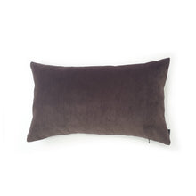 Load image into Gallery viewer, Hazeldee Home mole brown velvet cushion Handmade cotton velvet rectangle lumbar bolster cushion.  Approximately 12&quot; x 20&quot; (30cm x 50cm) with a concealed zip.  Comes with a polycotton cushion inner.  Do not wash, Dry Clean Only.
