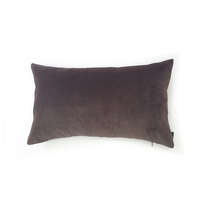 Hazeldee Home mole brown velvet cushion Handmade cotton velvet rectangle lumbar bolster cushion.  Approximately 12