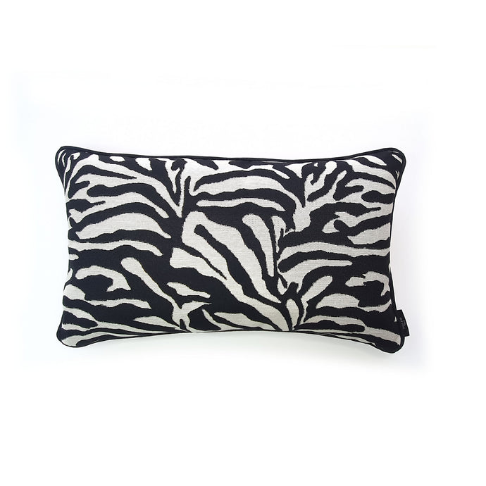 Hazeldee Home Limited Edition Handmade double-sided cushion with a bold monochrome cotton blend jacquard zebra design on one size and a vibrant fuchsia pink Italian cotton velvet on the reverse edged with a black cotton trim.     This cushion is fully reversible so you essentially get two looks in one!    Approximately 12