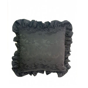 Black Camouflage Jacquard Ruffle Cushion