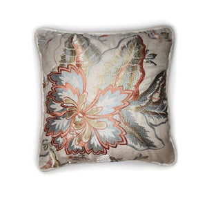 Cream Floral Embroidered Velvet Cushion
