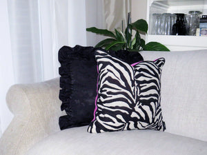 Zebra and Pink Jacquard Cushion