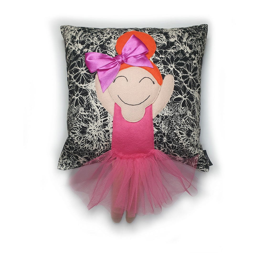 Hazeldee Home Handmade character kid's cushion with trim and legs that extend from the body of the cushion.   Approximately 16