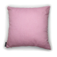 Load image into Gallery viewer, Hazeldee Home Handmade Munchkin Baby cushion on a pink gingham base.   The Munchkin Babies are an extension of the Munchkin Collection and are a great baby shower gift to welcome a new born baby to the world! They are a fantastic addition to a nursey or playroom.  Approximately 16&quot; x 16&quot; (40cm x 40cm) with a zip at the base. Comes with a polycotton cushion inner.
